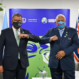 COP26 President Alok Sharma and Fijian Prime Minister Voreqe Bainimarama (COP23 President Picture: Fiji Govt.